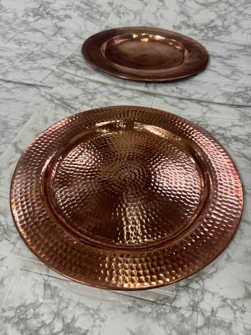 アンティーク 大皿　純銅　槌目つちめ　5客セット