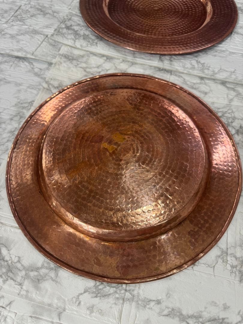 アンティーク 大皿　純銅　槌目つちめ　5客セット
