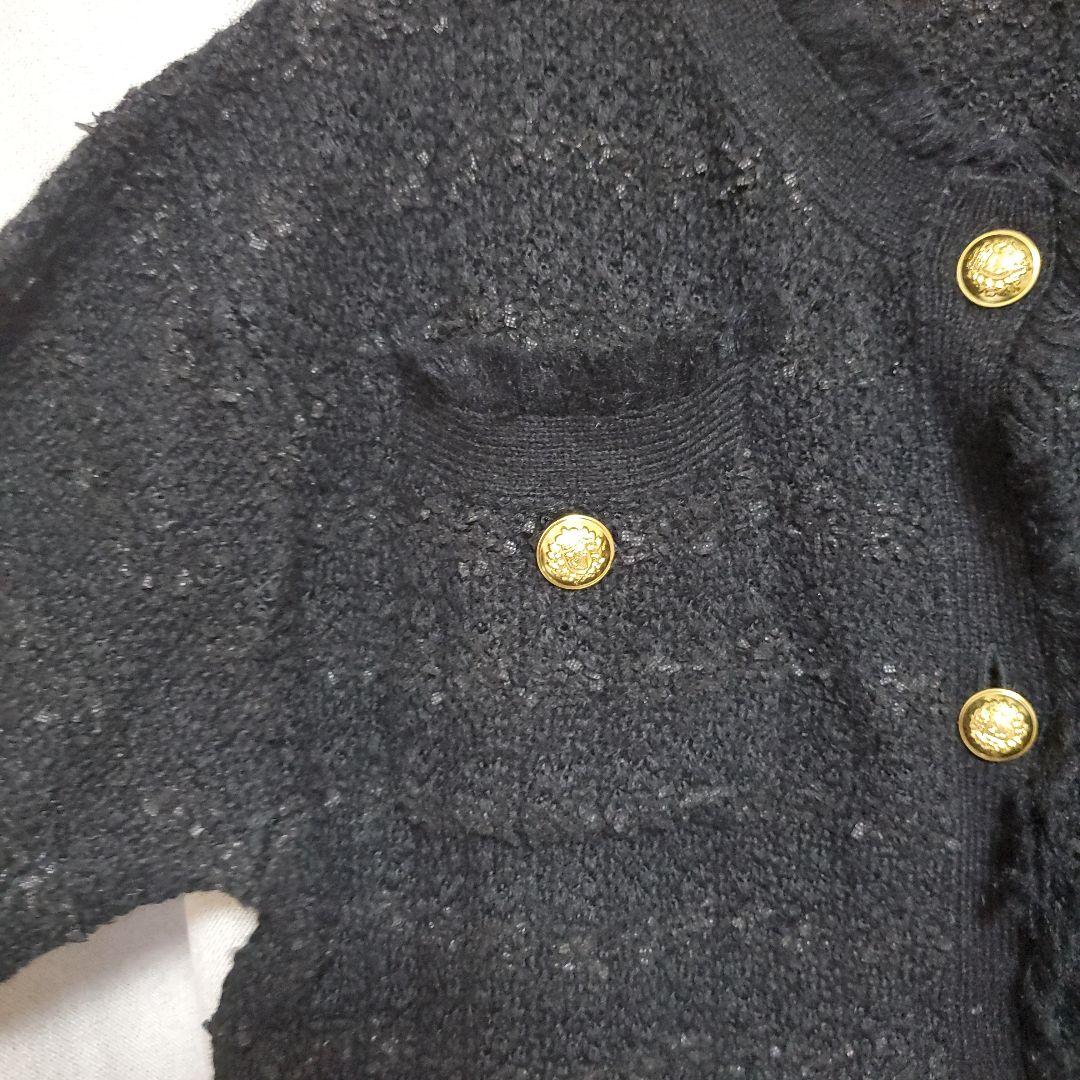Whim Gazette ツイードニットジャケット　ブラック