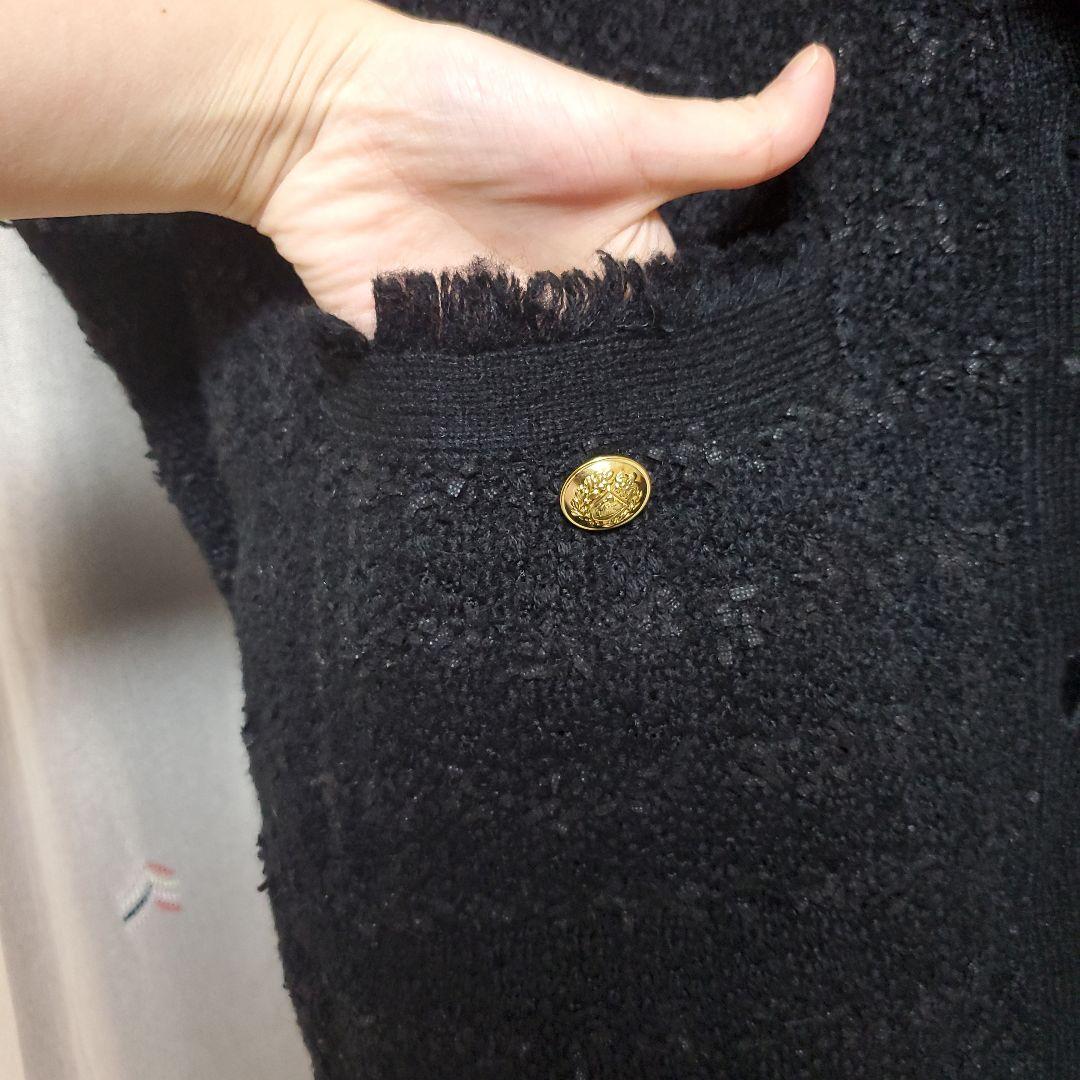 Whim Gazette ツイードニットジャケット　ブラック