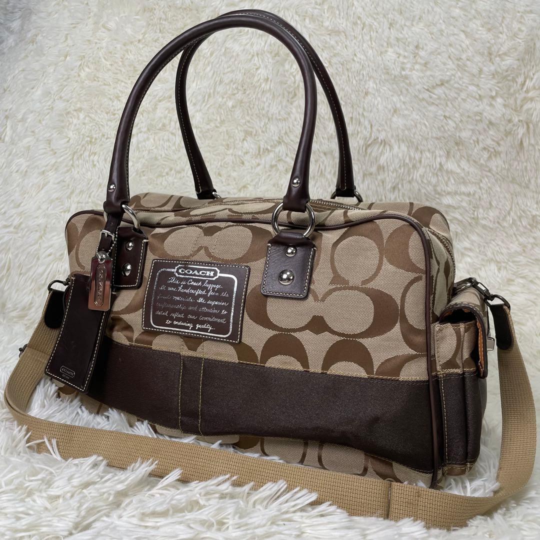 美品 COACH コーチ シグネチャー ボストンバッグ 2WAY F77179