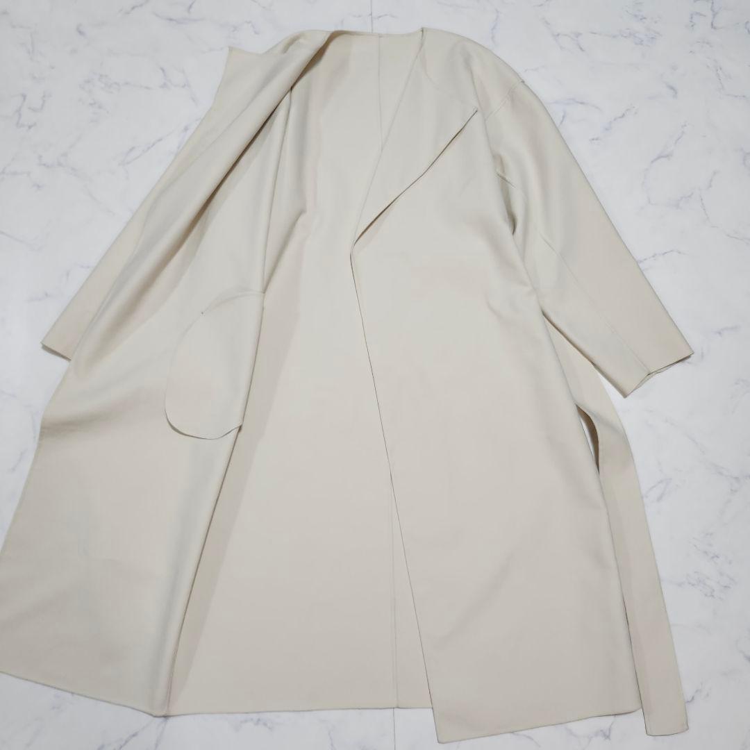 エストネーション　ダブルフェイスリバーコート　ロング　ウエストベルト　38