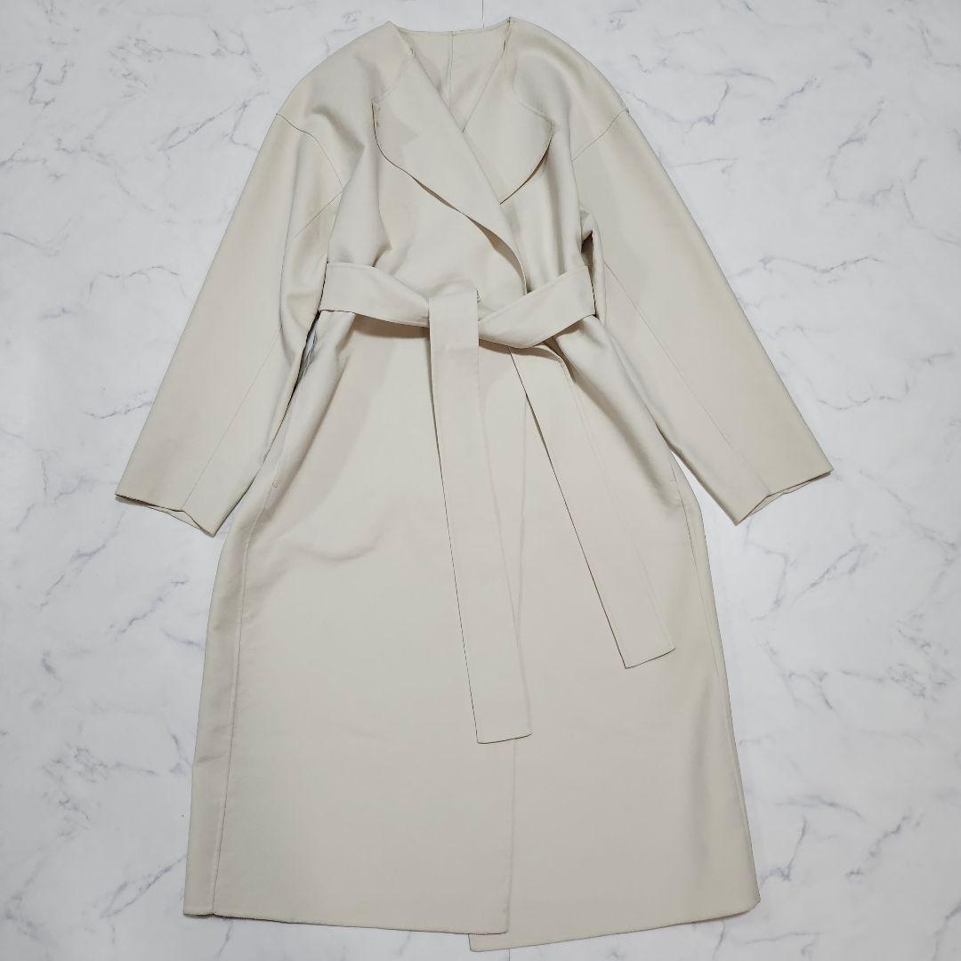 エストネーション　ダブルフェイスリバーコート　ロング　ウエストベルト　38