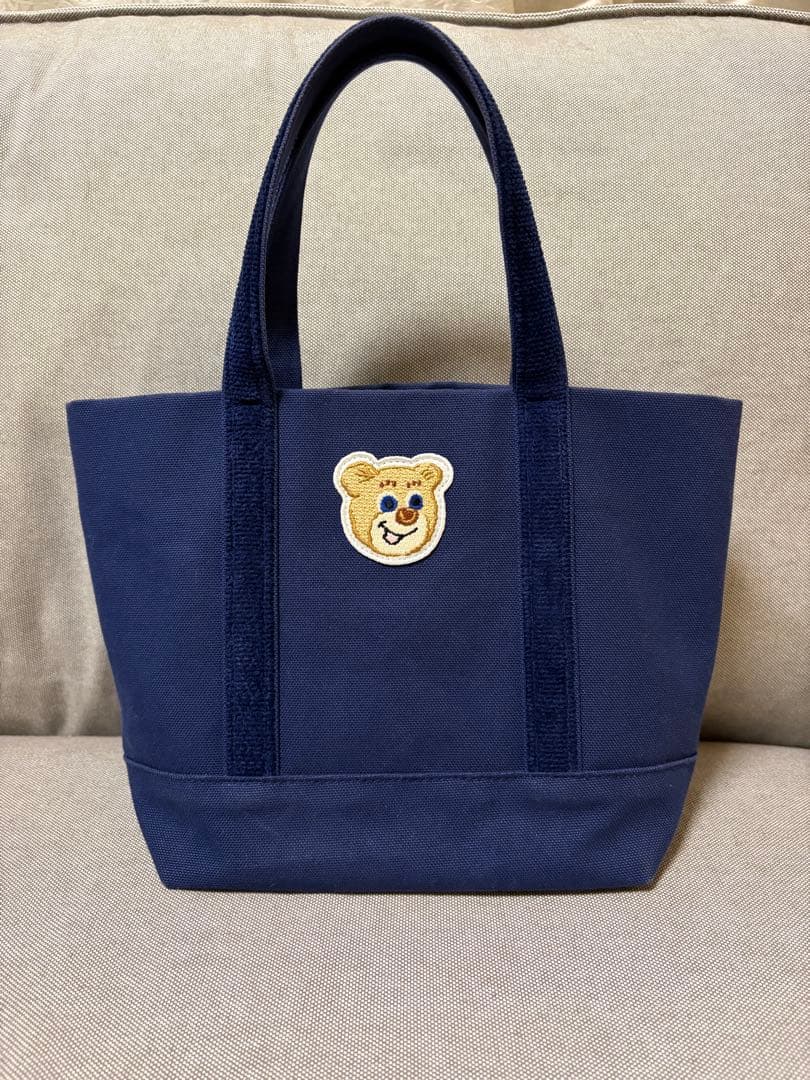 ラブラリーバイフェイラー　オールドテディワッペントートバッグ　ネイビー　小