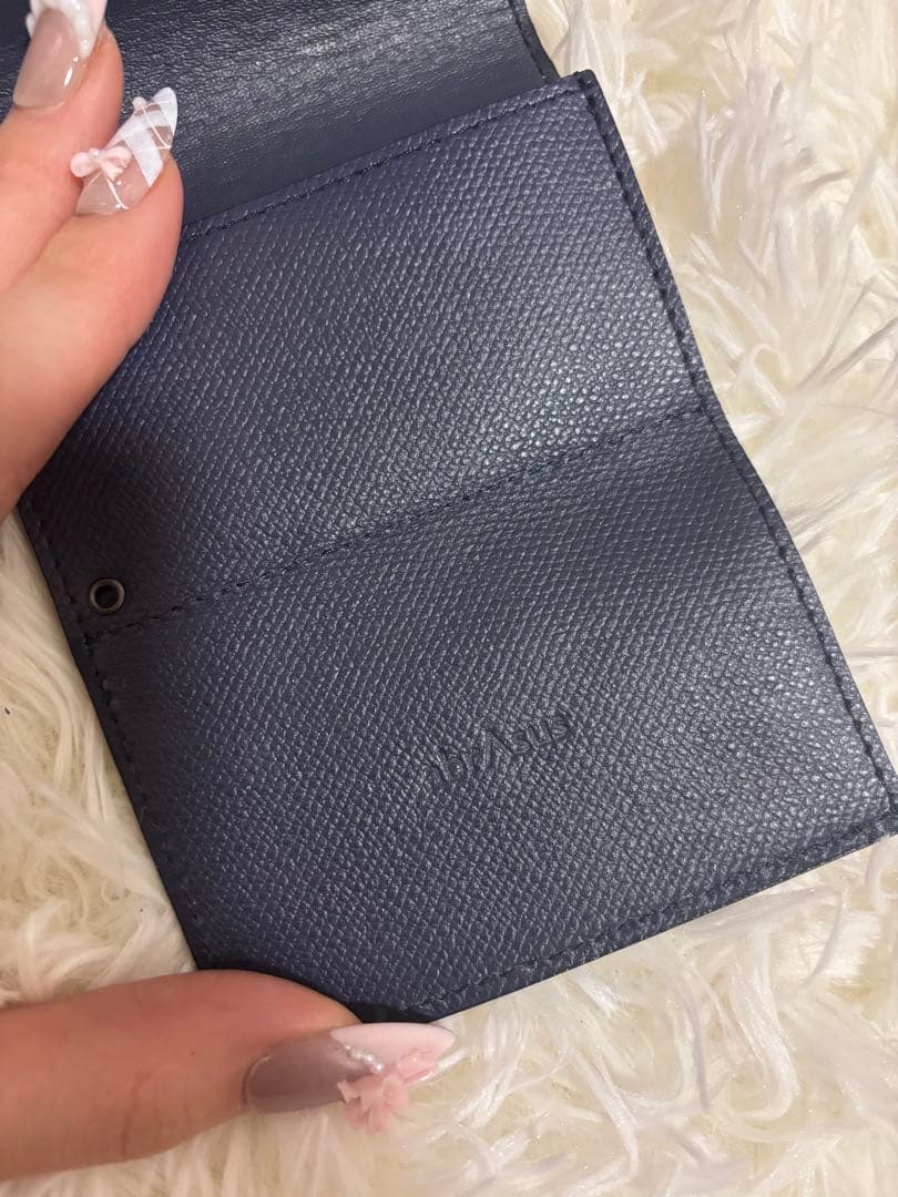 ネイビー レザー 三つ折り財布