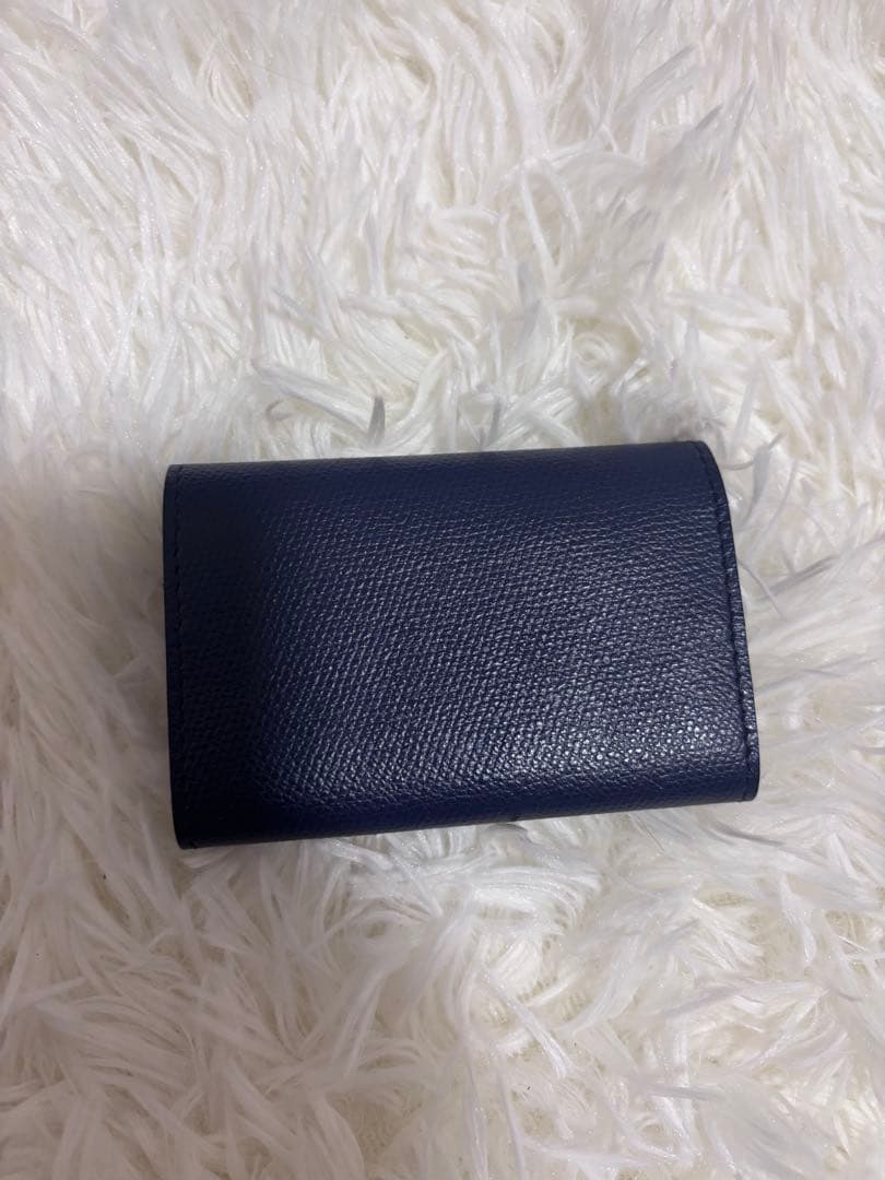 ネイビー レザー 三つ折り財布