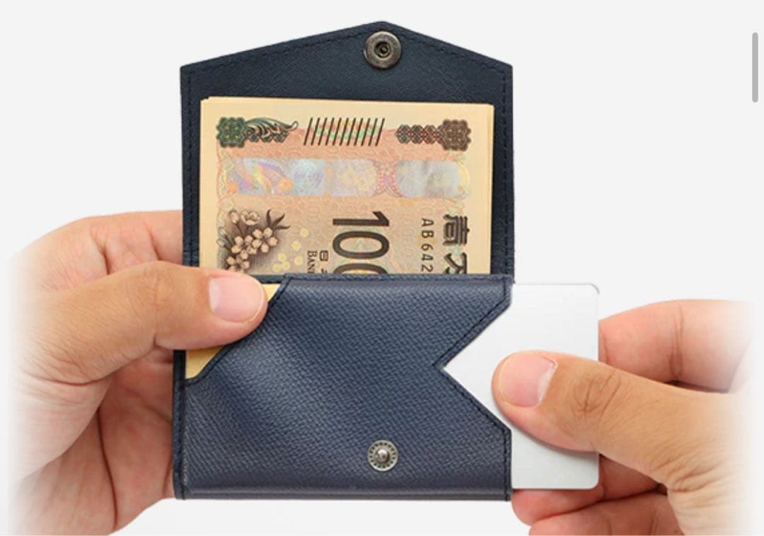 ネイビー レザー 三つ折り財布