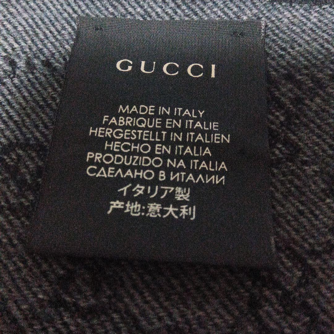 【美品】GUCCI　GG柄　GGパターン　マフラー　グレー✕黒　ITALY製