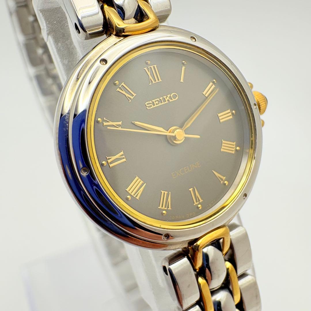 極美品 新品電池 SEIKO 腕時計 エクセリーヌ レディース コンビ ラウンド