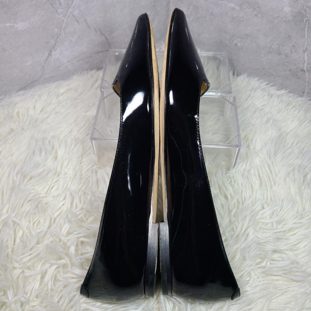 【JIMMY CHOO】Attila　アティラ　ブラックエナメルフラットシューズ