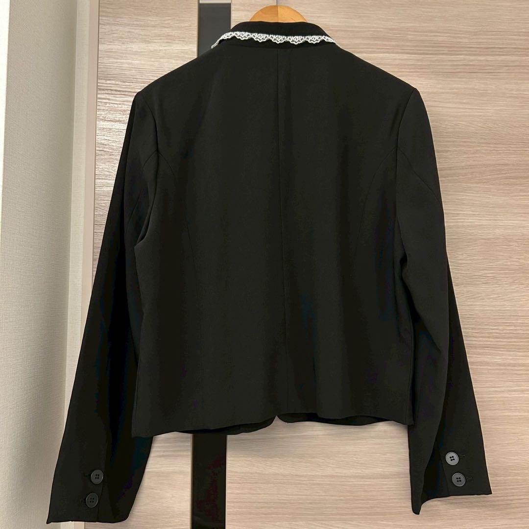 Smyeon スミョン レース付きコンパクトジャケット ブラック F