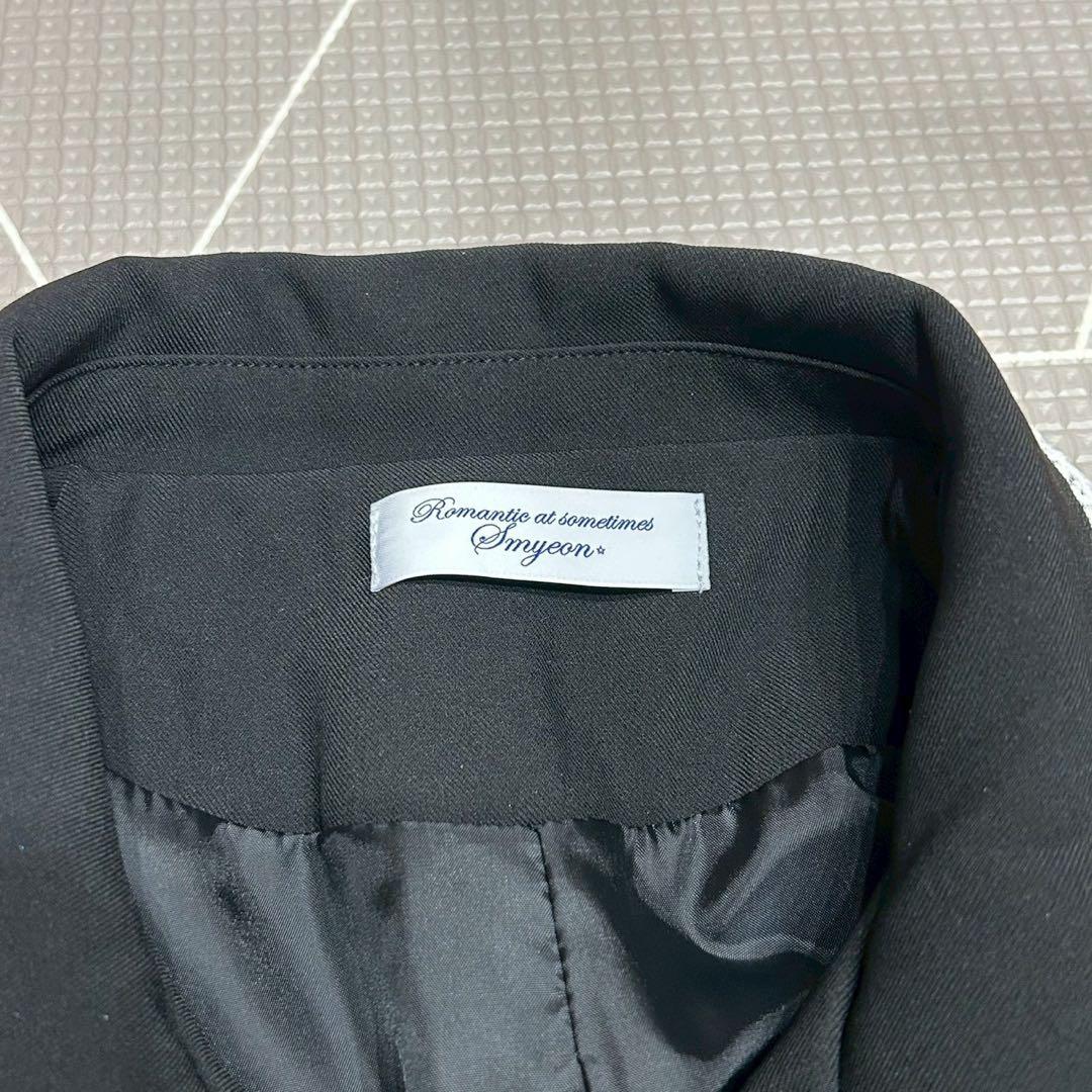 Smyeon スミョン レース付きコンパクトジャケット ブラック F