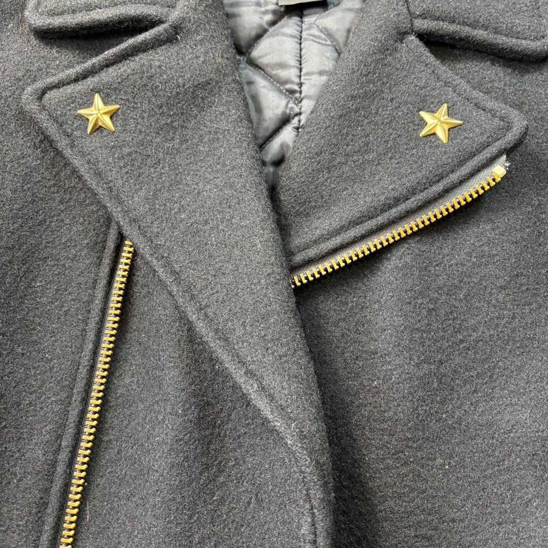 【美品】Schott ショット Pコート ダブル スタッズ ウール 山羊革 黒