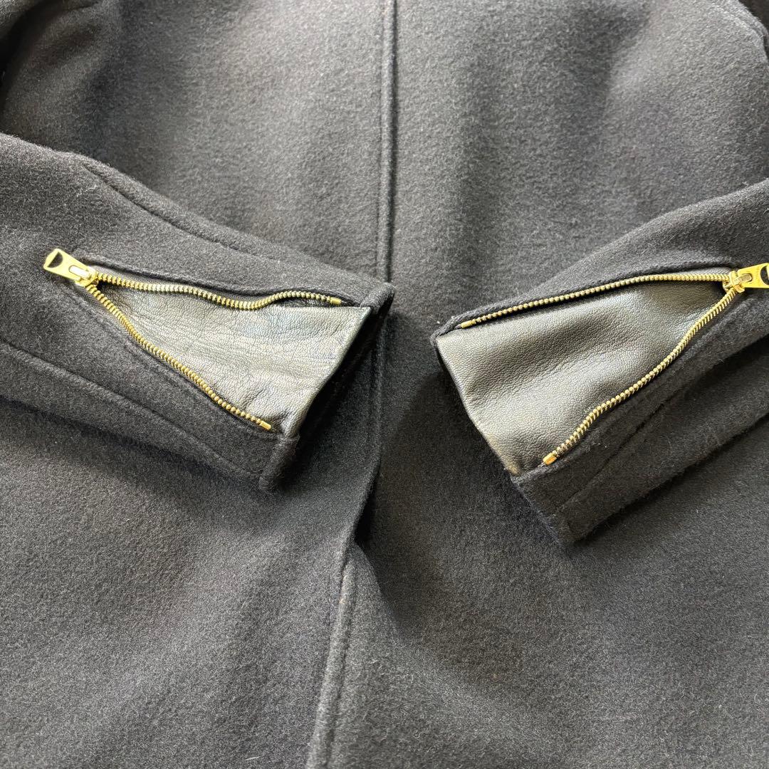 【美品】Schott ショット Pコート ダブル スタッズ ウール 山羊革 黒