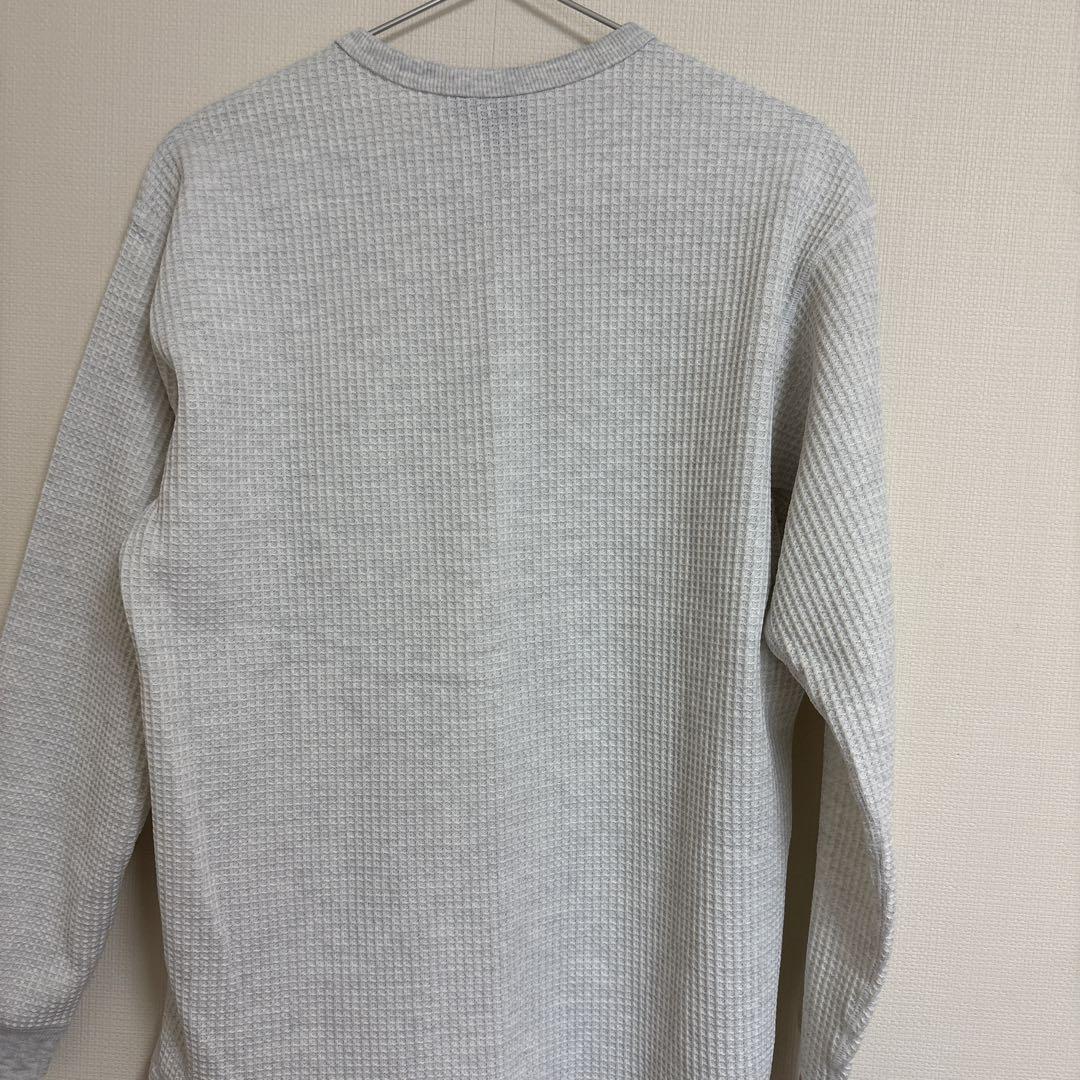 美品　ノースフェイス L/SウォームワッフルクルーM長袖Tシャツ ミックスグレー