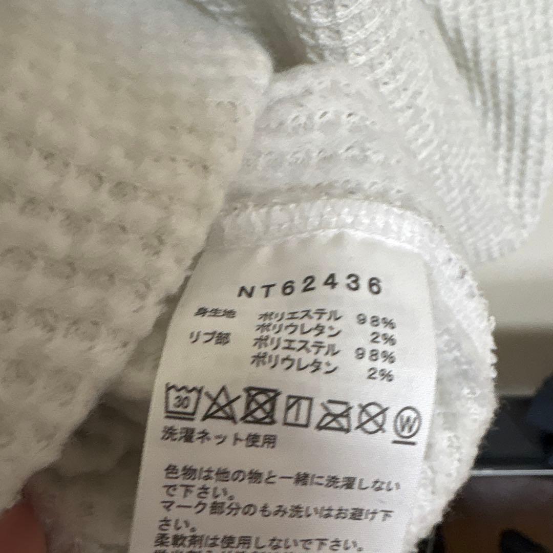 美品　ノースフェイス L/SウォームワッフルクルーM長袖Tシャツ ミックスグレー
