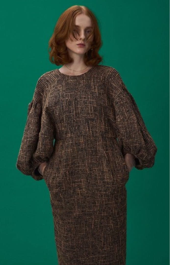 AKTE バルーンスリーブツイードワンピース