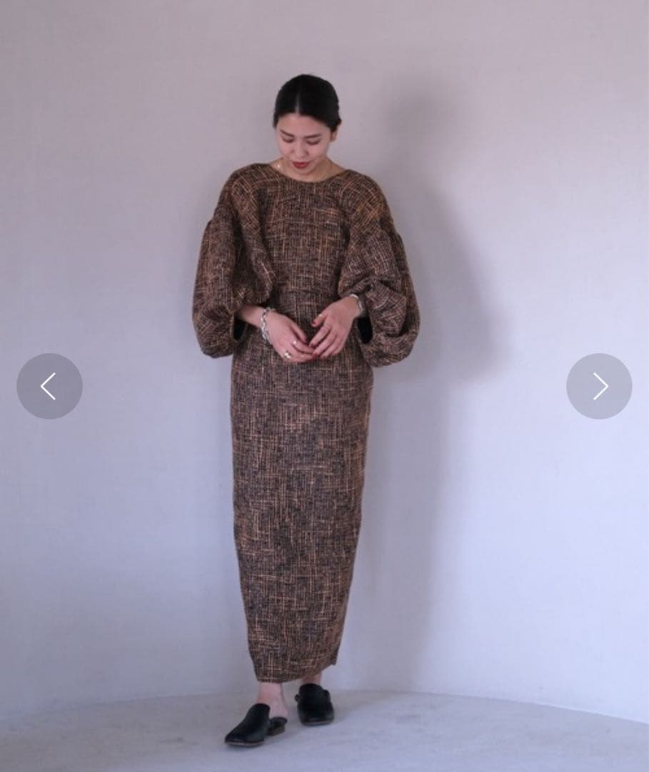 AKTE バルーンスリーブツイードワンピース