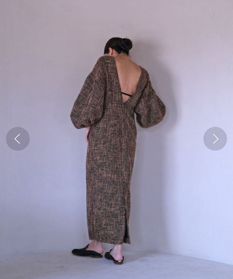 AKTE バルーンスリーブツイードワンピース