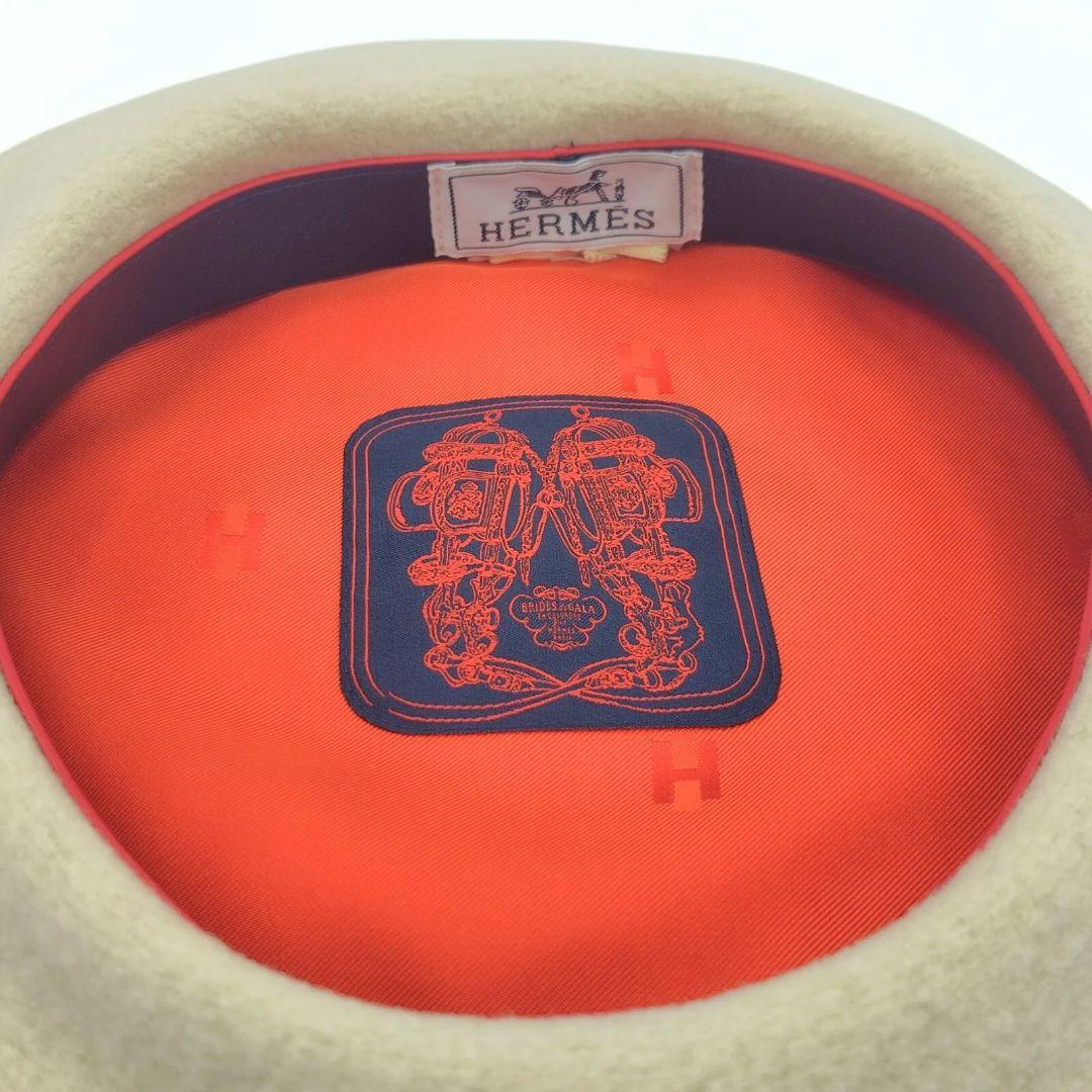 エルメス サントノーレ セリエ ベレー帽 #57 ウール シルク アイボリー