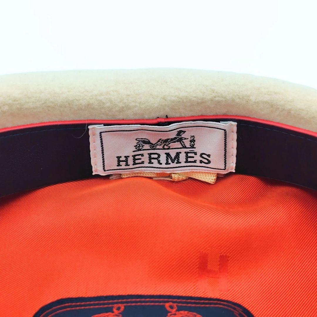 エルメス サントノーレ セリエ ベレー帽 #57 ウール シルク アイボリー