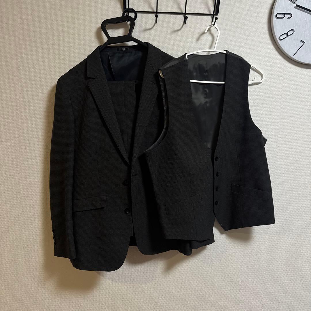 スーツセレクト　セットアップ　4S AB5グレー ベスト付きビジネススーツ　上下