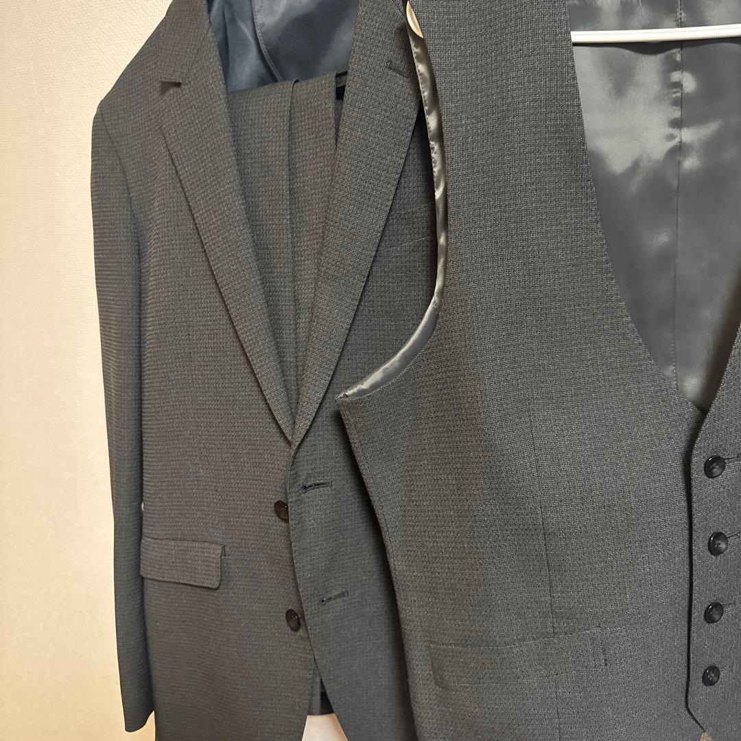 スーツセレクト　セットアップ　4S AB5グレー ベスト付きビジネススーツ　上下