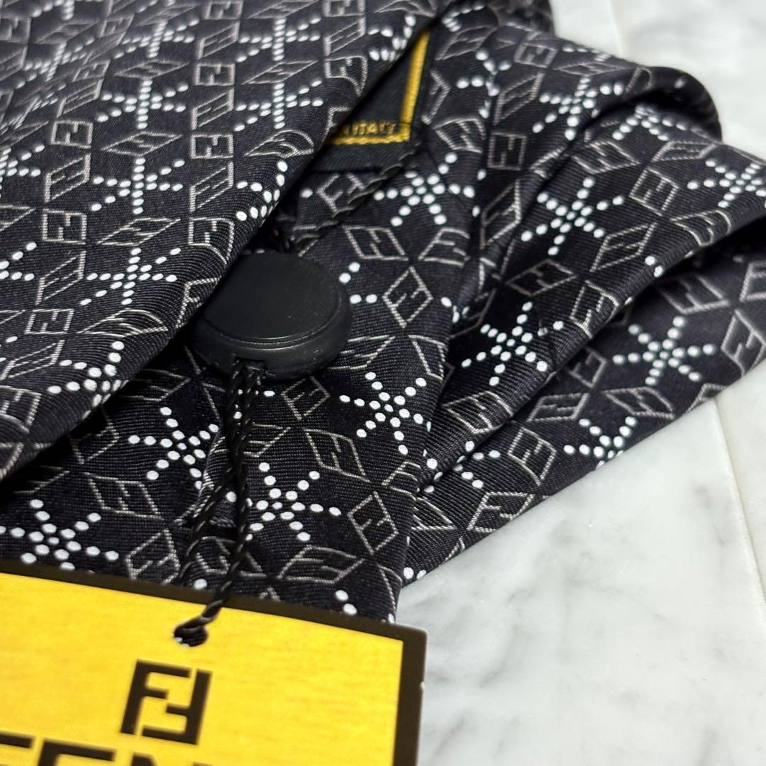 FENDI ネクタイ ブラック ズッカ ロゴ 幾何学模様