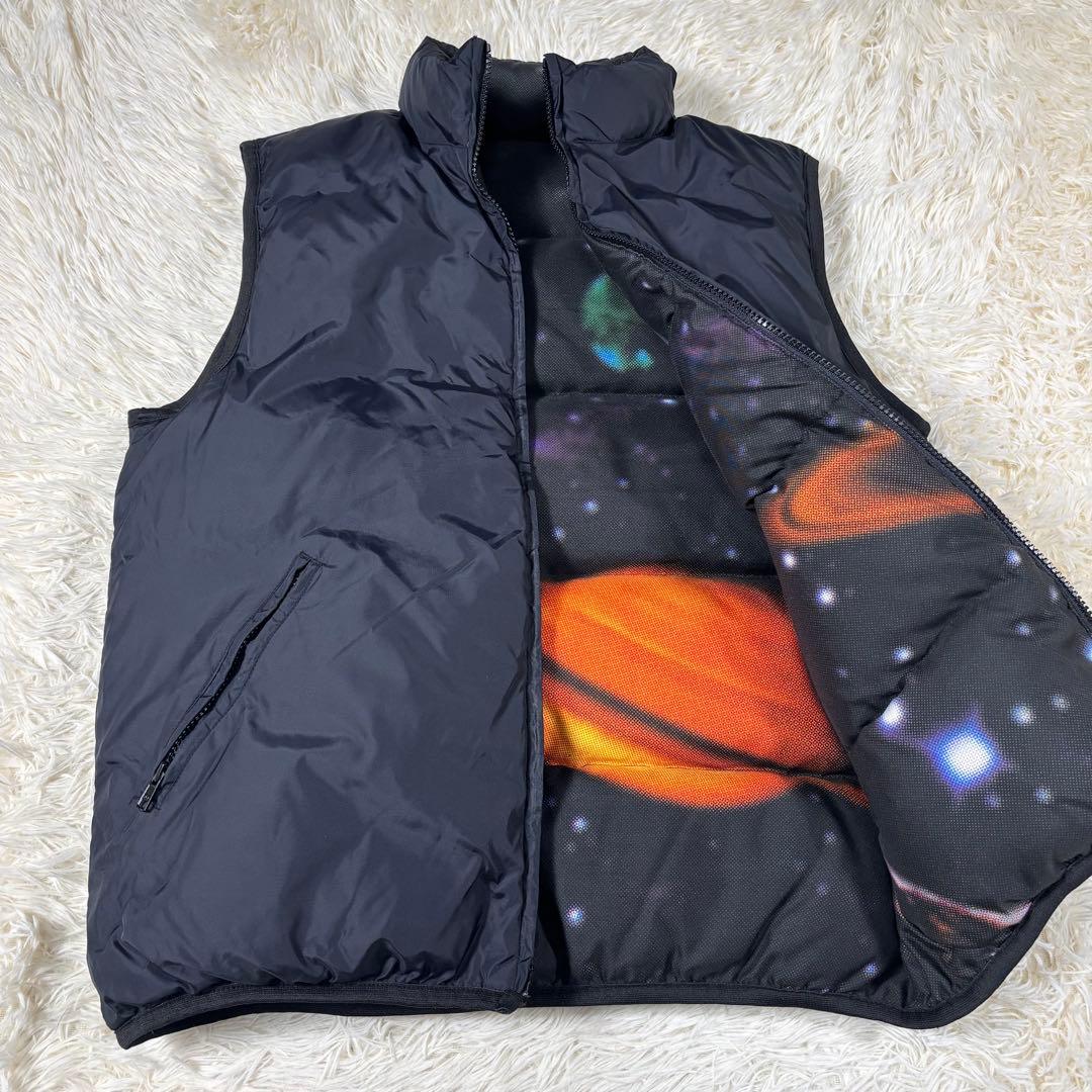 オールドネイビー 肉厚 ダウンベスト リバーシブル 総柄 宇宙柄 & ブラック