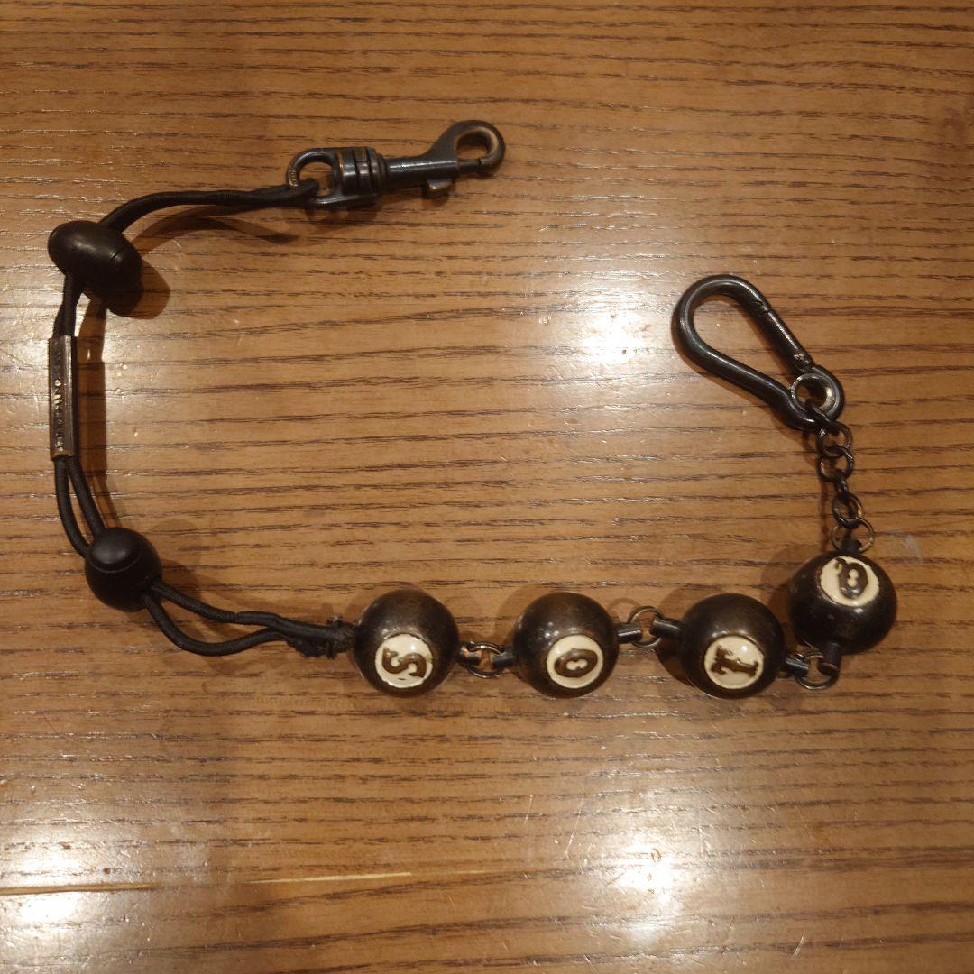 ビーズ付きブラックウォレットチェーン＆リストバンド