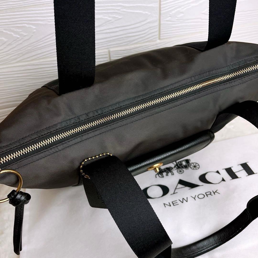 極美品☆COACHコーチ トートバッグ ナイロン 大容量 A4収納ネイビー.