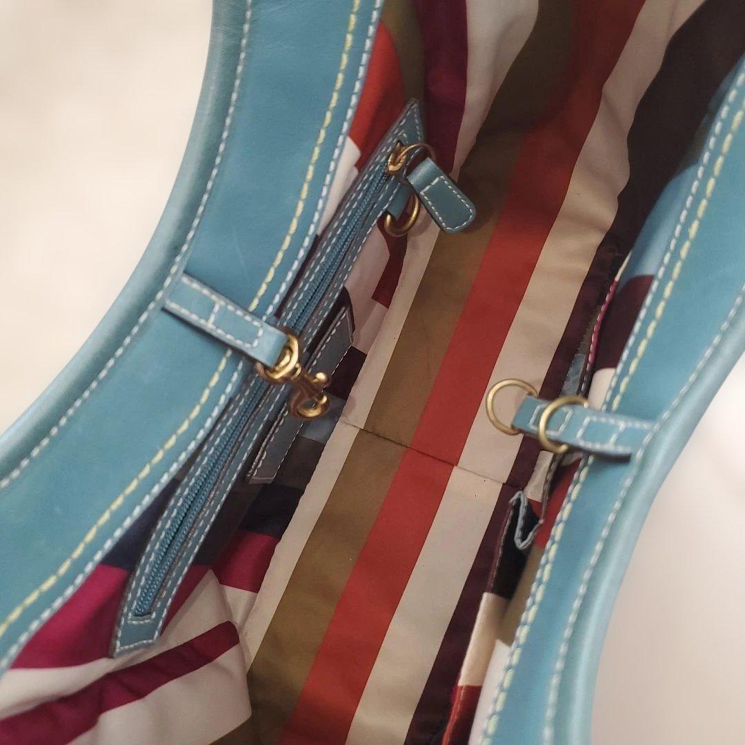 ⭐レア色美品⭐COACH レザー ショルダーバッグ ブルー