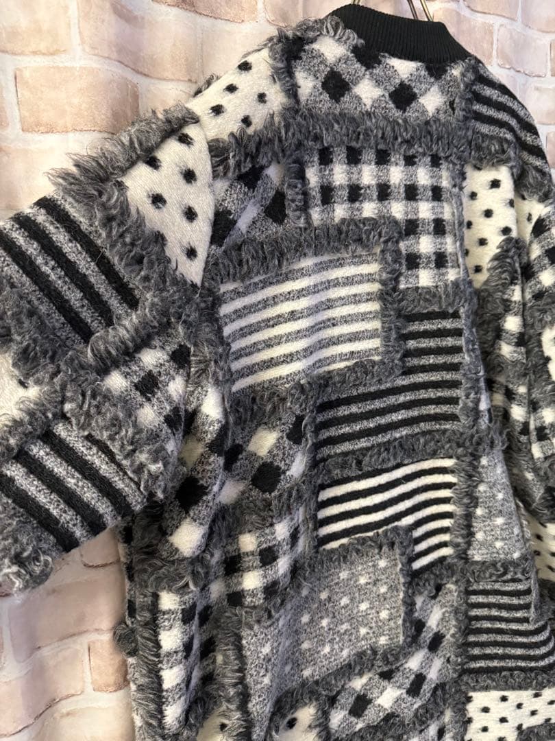 ドラッグストアーズ/D.S.CLUB★モノクロパッチワーク柄のロングコート★