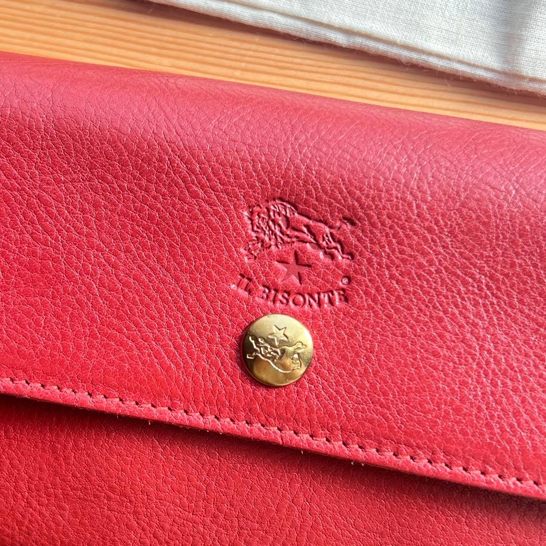 未使用級 イルビゾンテ 大容量 長財布 スナップボタンロングウォレット レッド