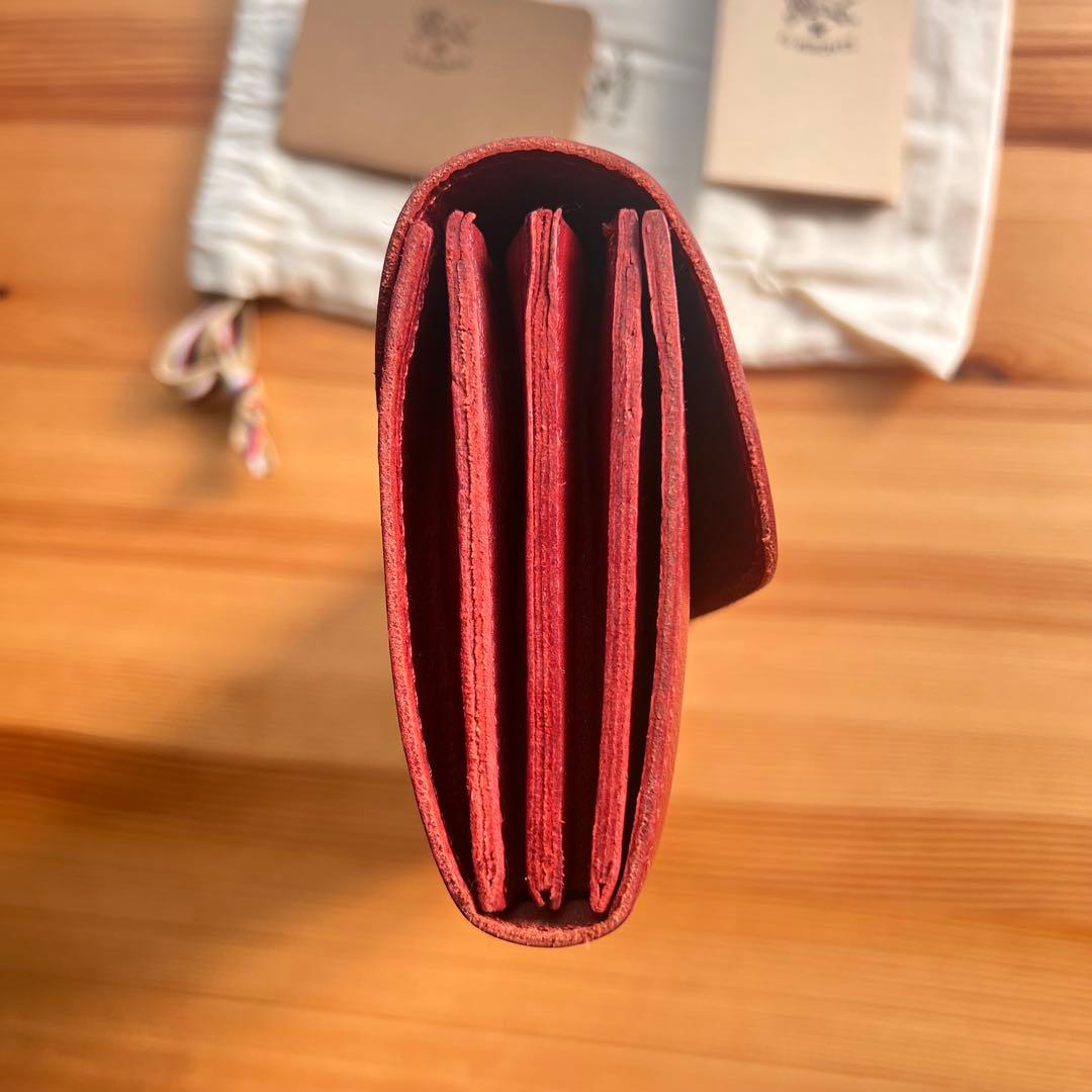 未使用級 イルビゾンテ 大容量 長財布 スナップボタンロングウォレット レッド