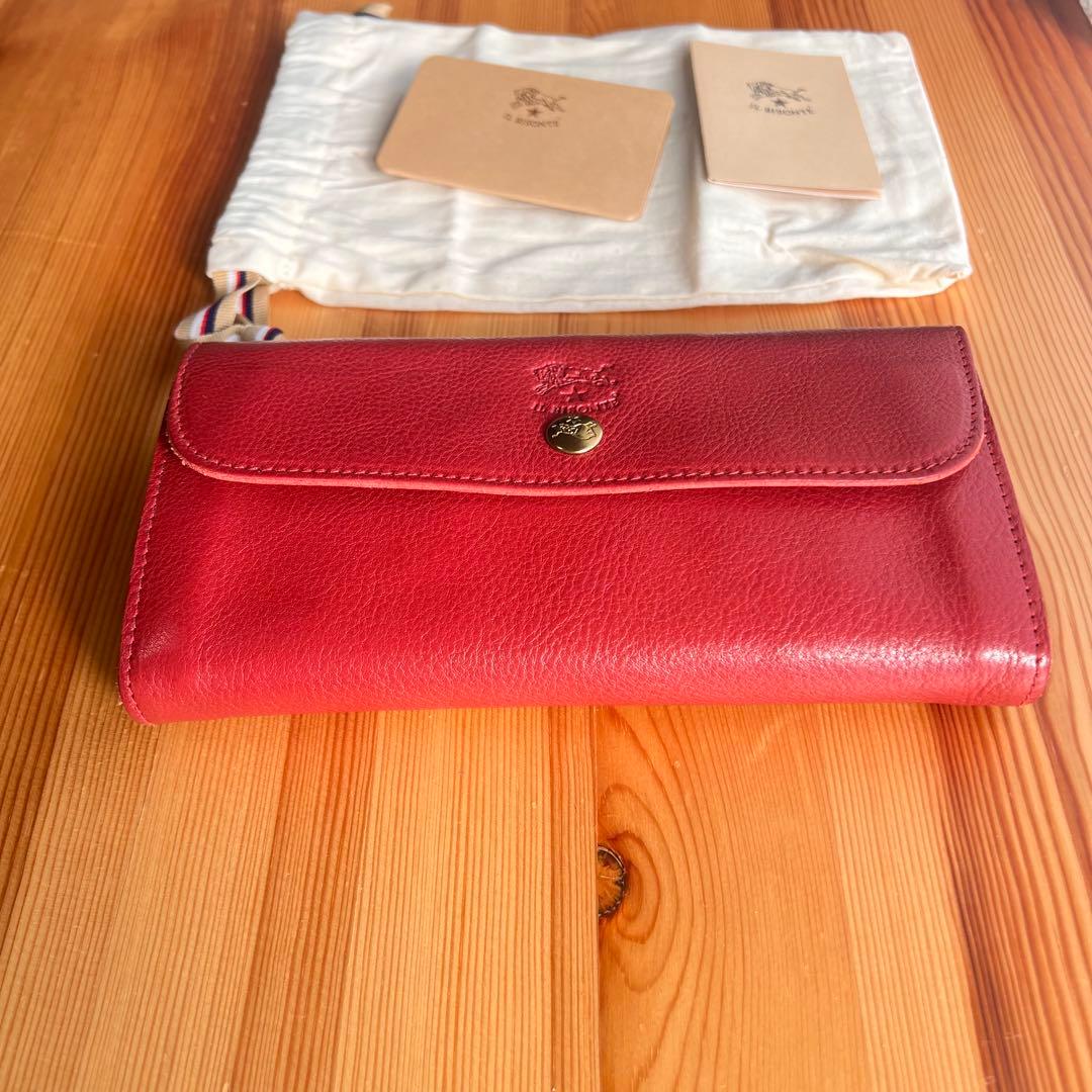 未使用級 イルビゾンテ 大容量 長財布 スナップボタンロングウォレット レッド