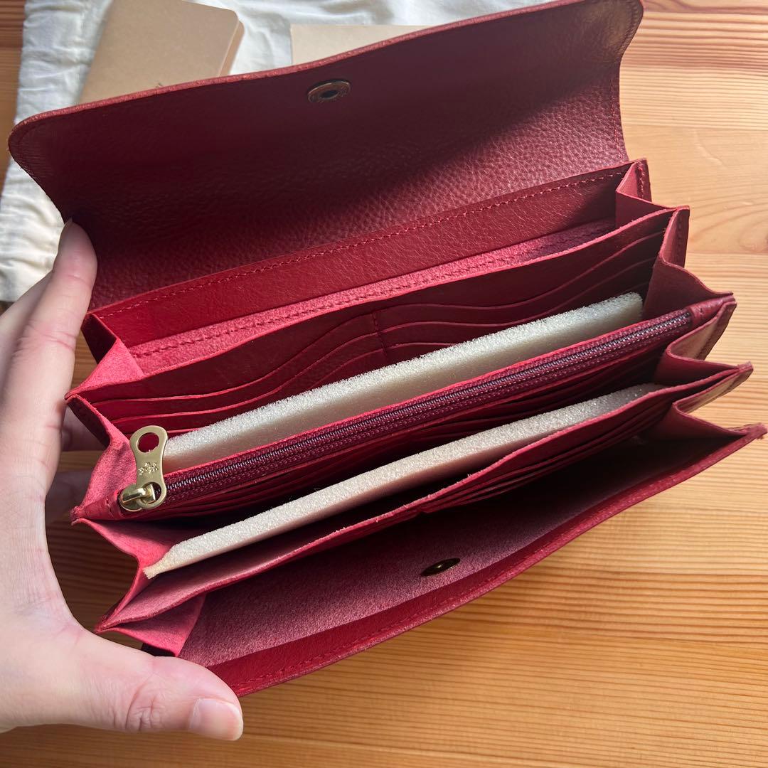 未使用級 イルビゾンテ 大容量 長財布 スナップボタンロングウォレット レッド