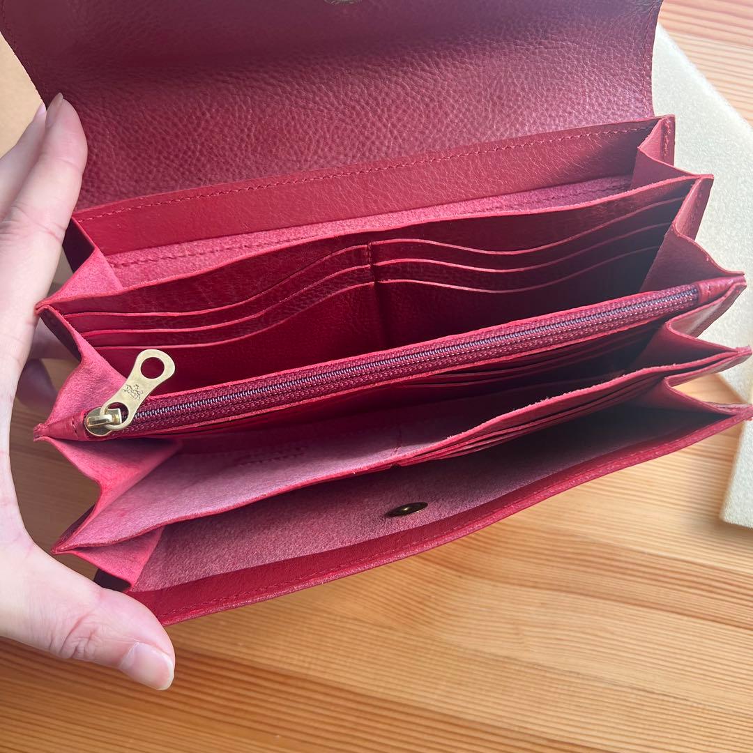 未使用級 イルビゾンテ 大容量 長財布 スナップボタンロングウォレット レッド