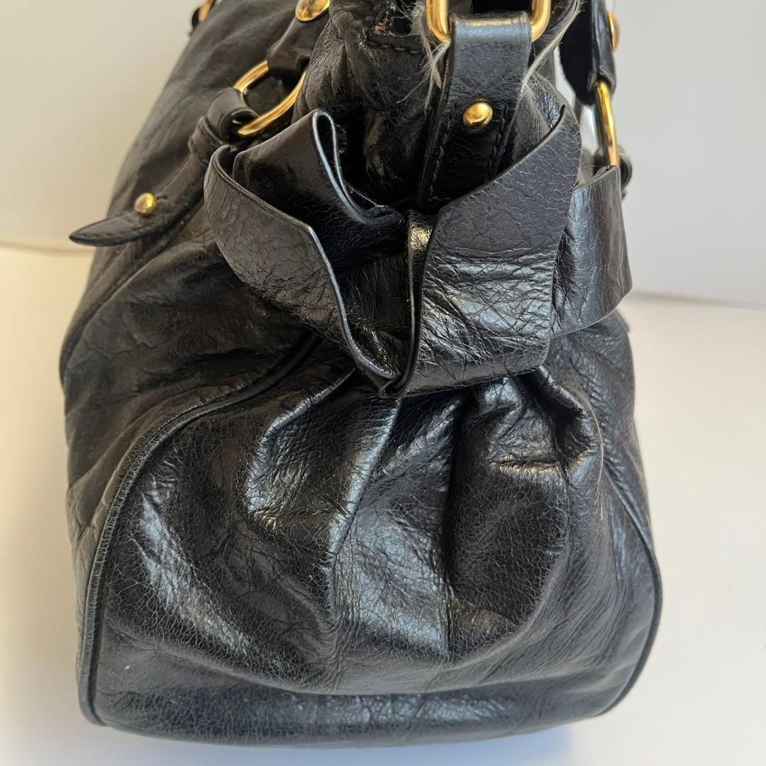 MIUMIU ミュウミュウ　ハンドバッグ　レザー　ブラック　黒