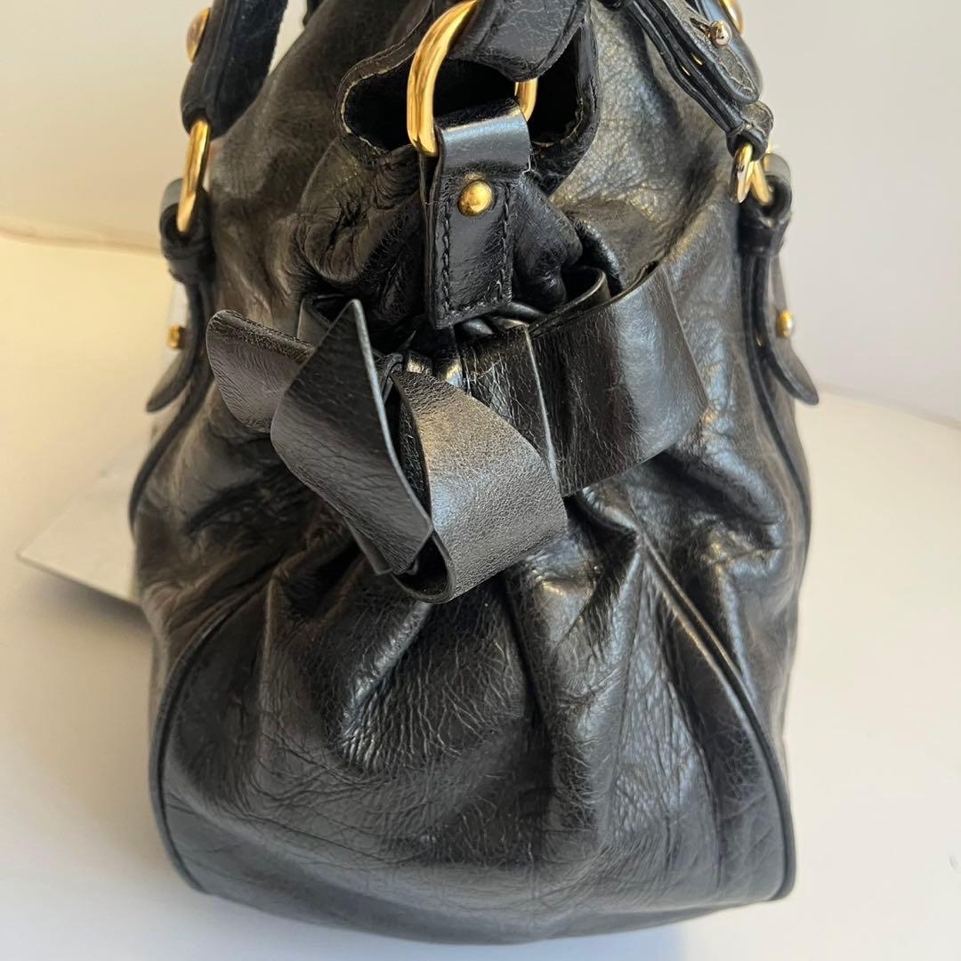 MIUMIU ミュウミュウ　ハンドバッグ　レザー　ブラック　黒