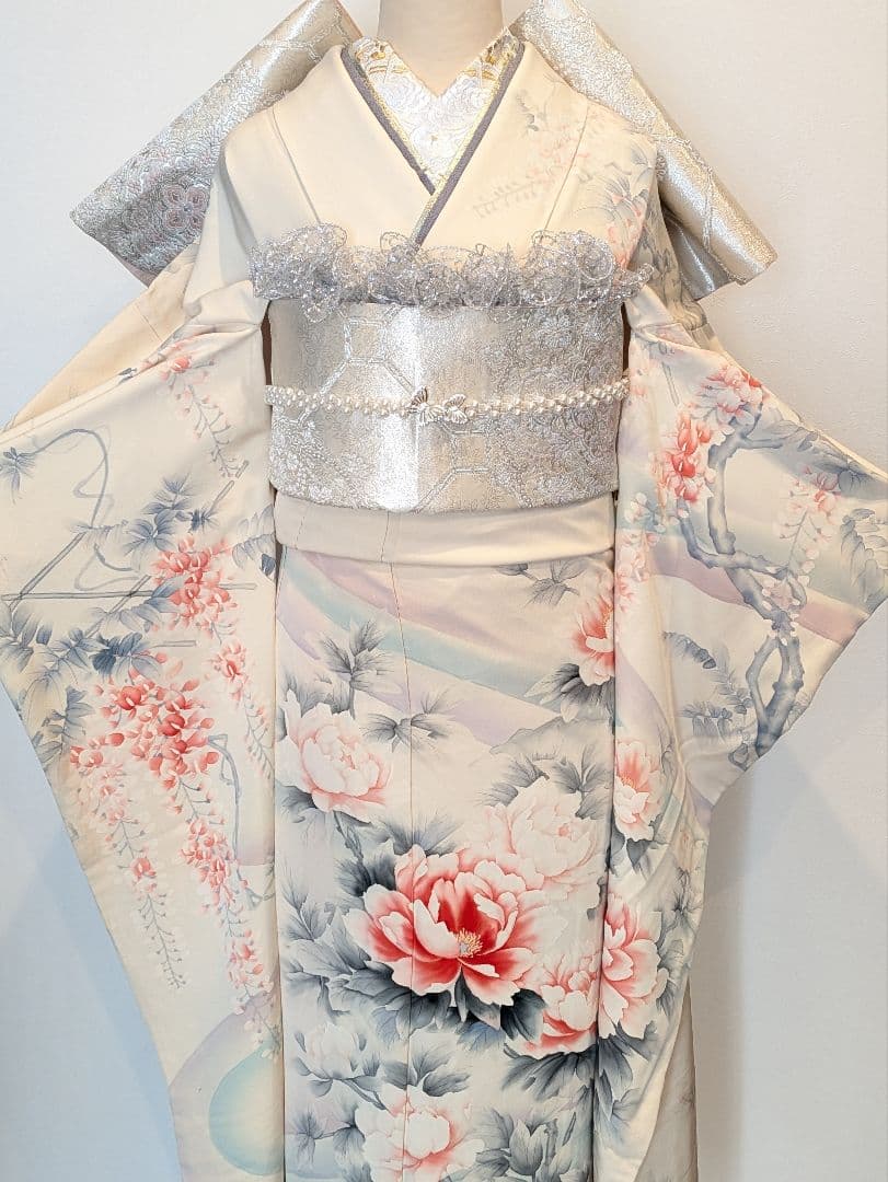 Rainbow 振袖フルセット 身丈172裄65 手描き 白系 成人式