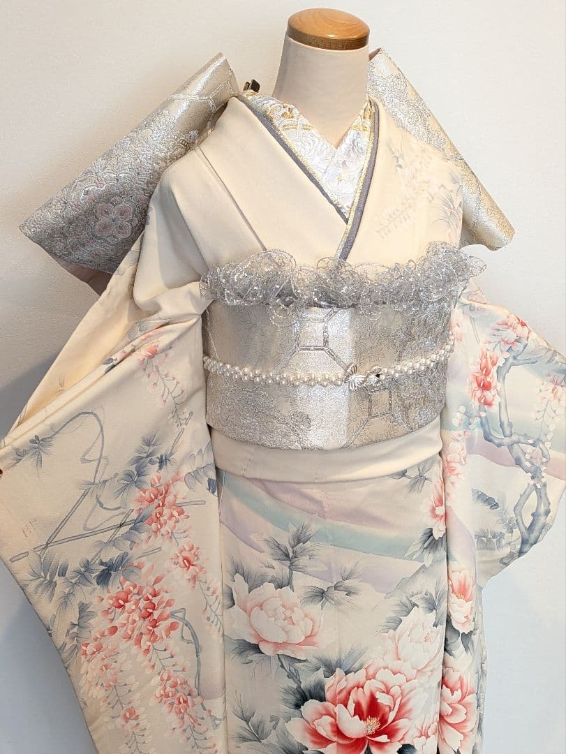 Rainbow 振袖フルセット 身丈172裄65 手描き 白系 成人式