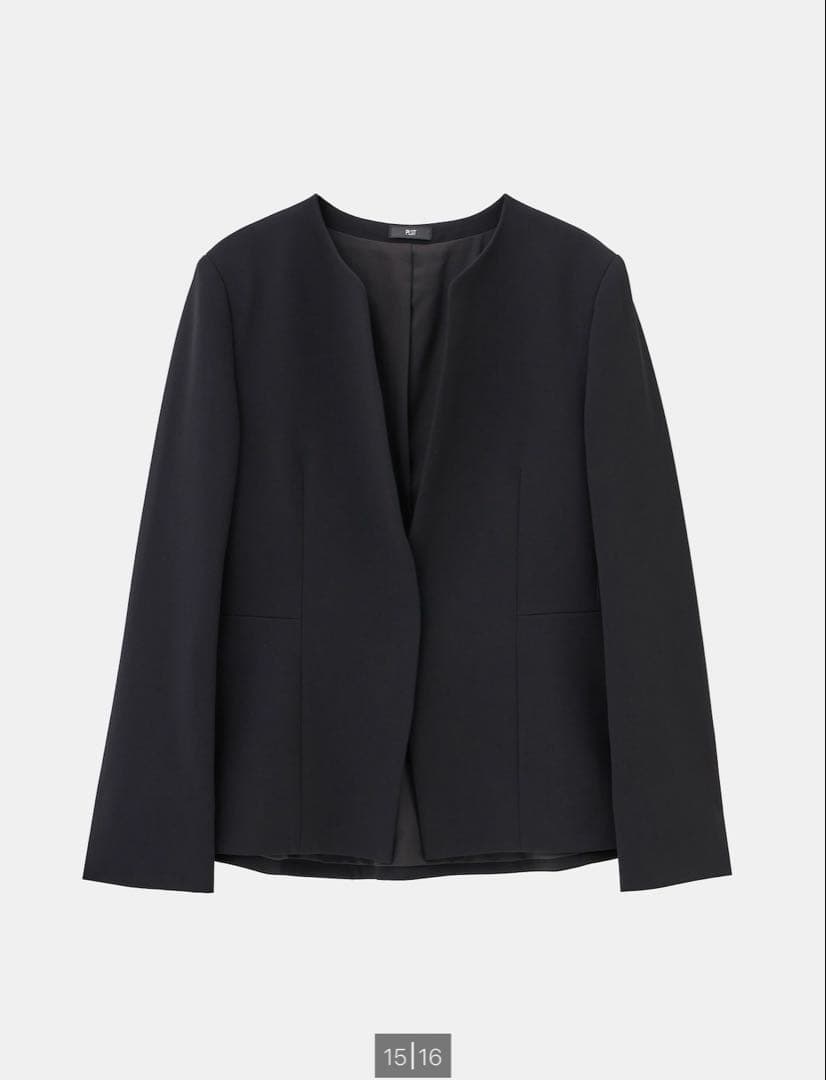 【新品タグ付】PLST トリアセブレンドペプラムジャケット L ブラック