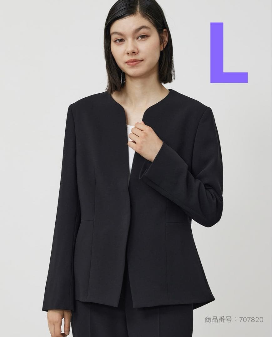 【新品タグ付】PLST トリアセブレンドペプラムジャケット L ブラック