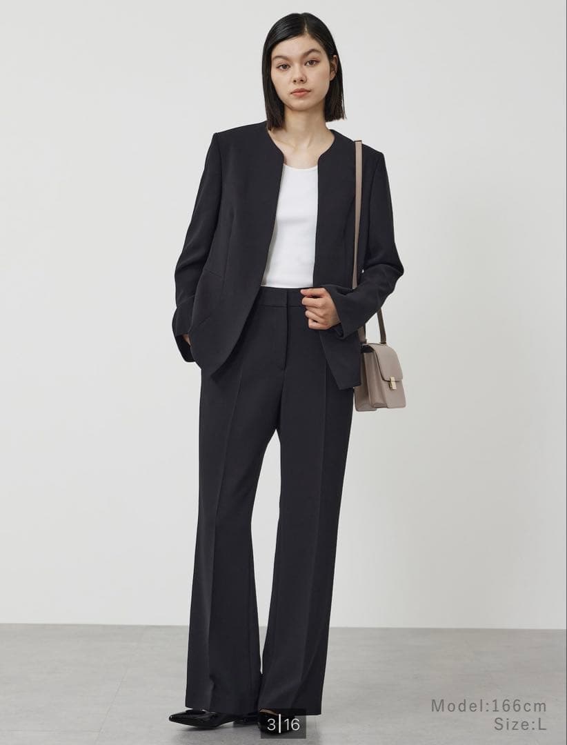 【新品タグ付】PLST トリアセブレンドペプラムジャケット L ブラック