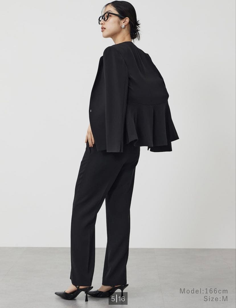 【新品タグ付】PLST トリアセブレンドペプラムジャケット L ブラック