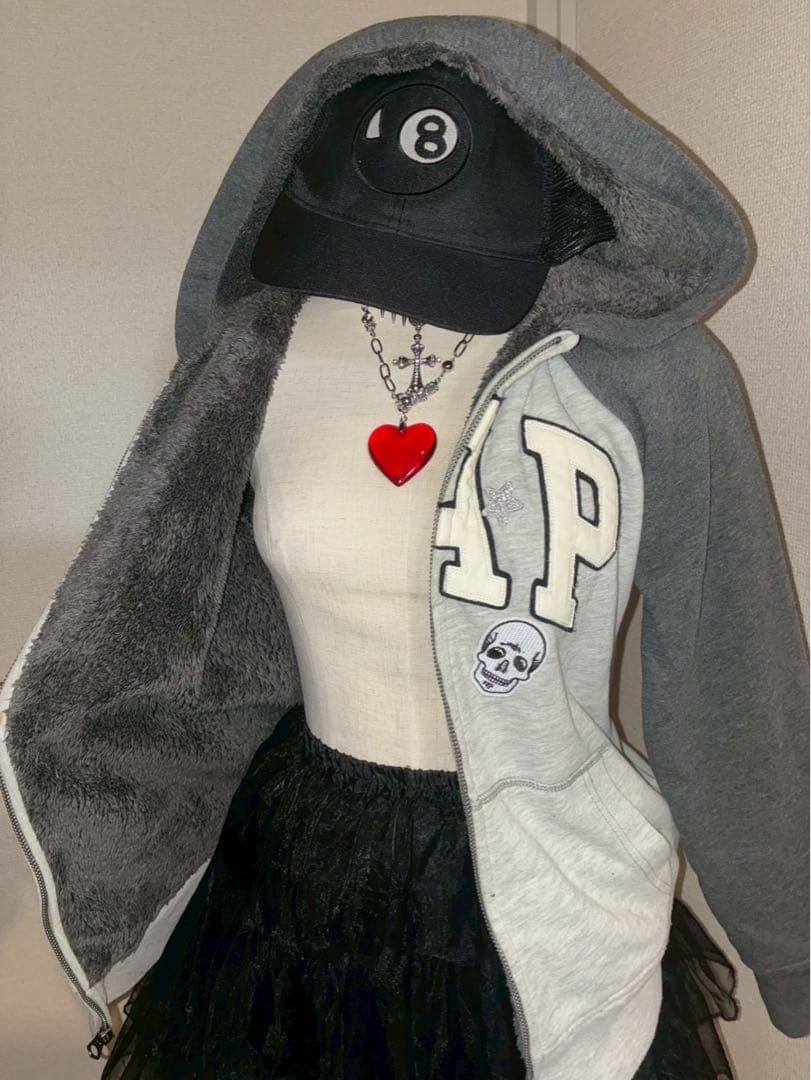 激レア✴︎y2k星ラメ髑髏GAPジップボアパーカー　NANAパンクロック平成ギャル