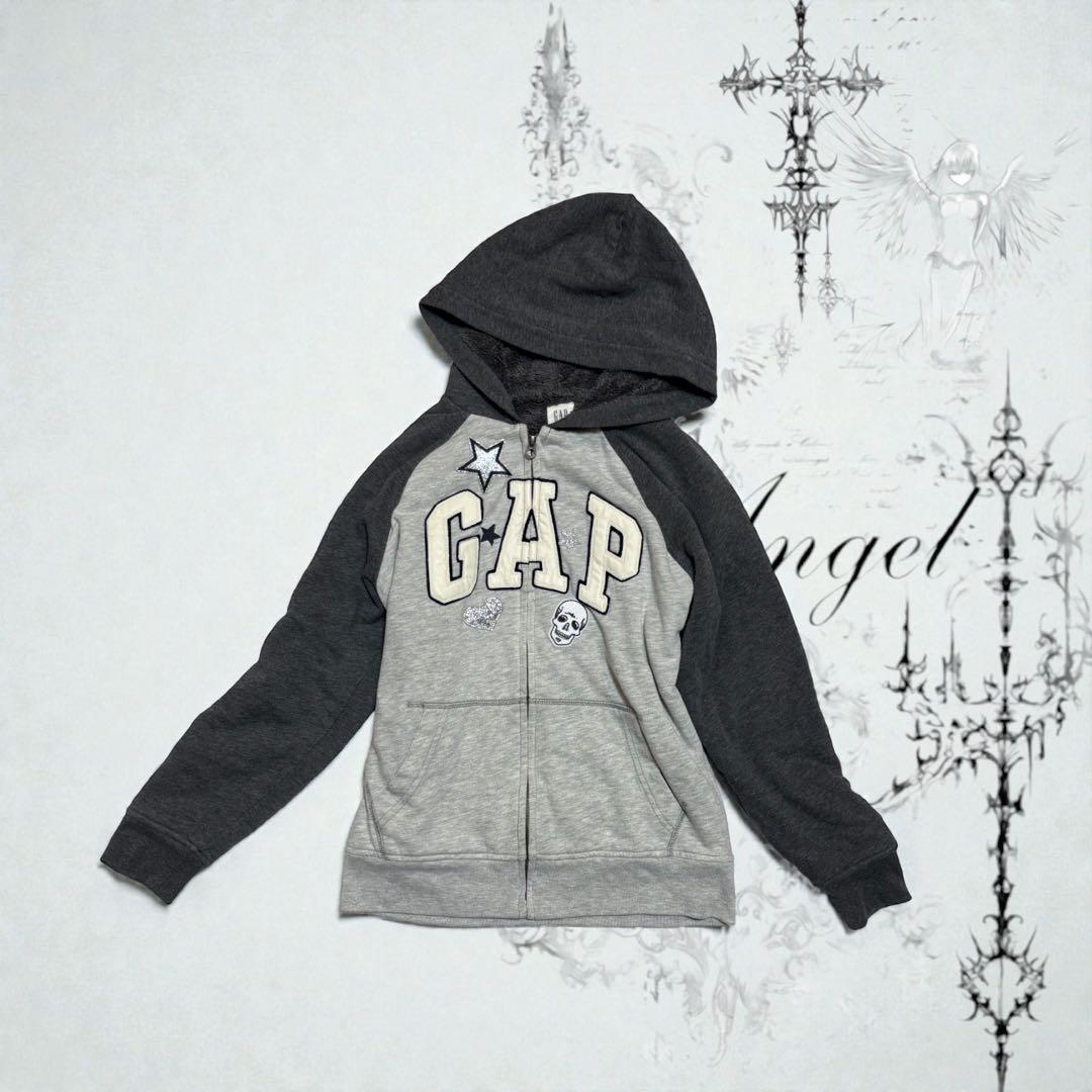激レア✴︎y2k星ラメ髑髏GAPジップボアパーカー　NANAパンクロック平成ギャル