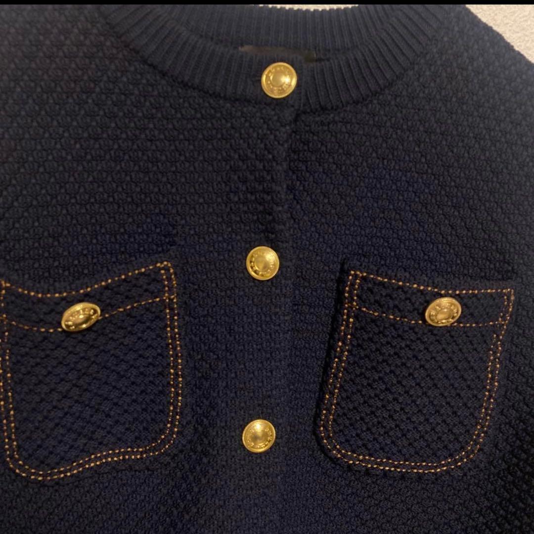 anuans ノーカラーニットジャケット