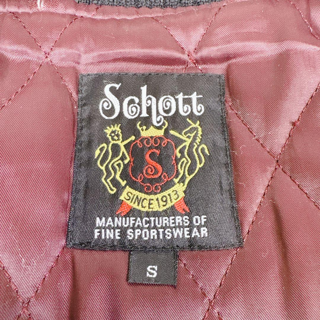 美品✨ Schott スタジャン 牛革 メルトンウール 刺繍 サイズS